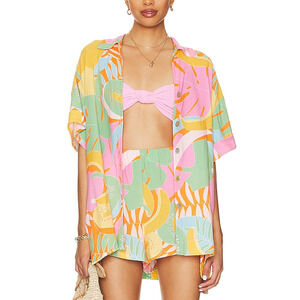 Show Me Your Mumu 'Parker' Pink Linen Button Down Shirt Size XS